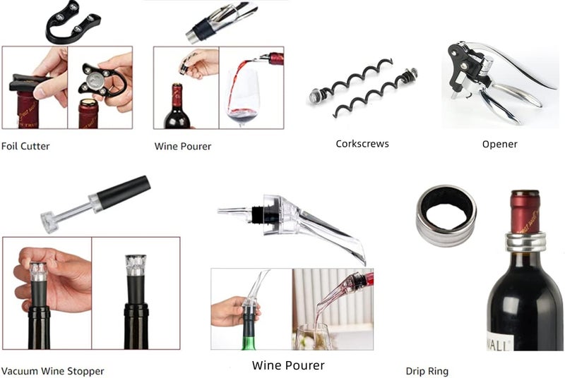 Smaier Wine Opener,Wine Bottle Opener, Wine Accessories Areator Wine Opener Kit, Red wine Corkscrew Set with Wood Case,Wine Gift with Luxury Packaging - Image 3